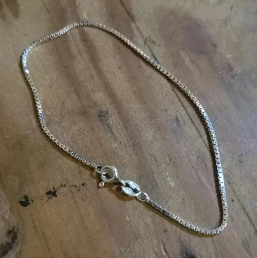 925 silver box link bracelet